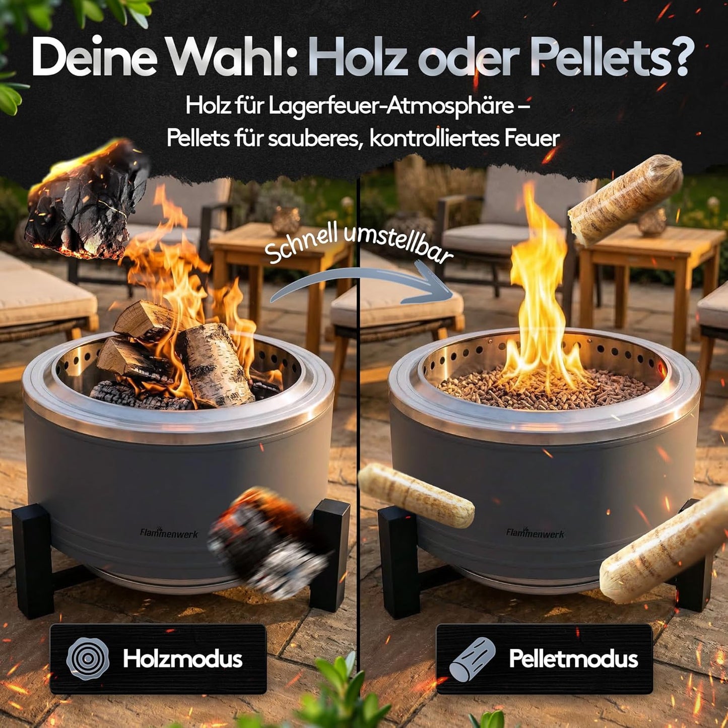 Rauchfreie Feuerschale