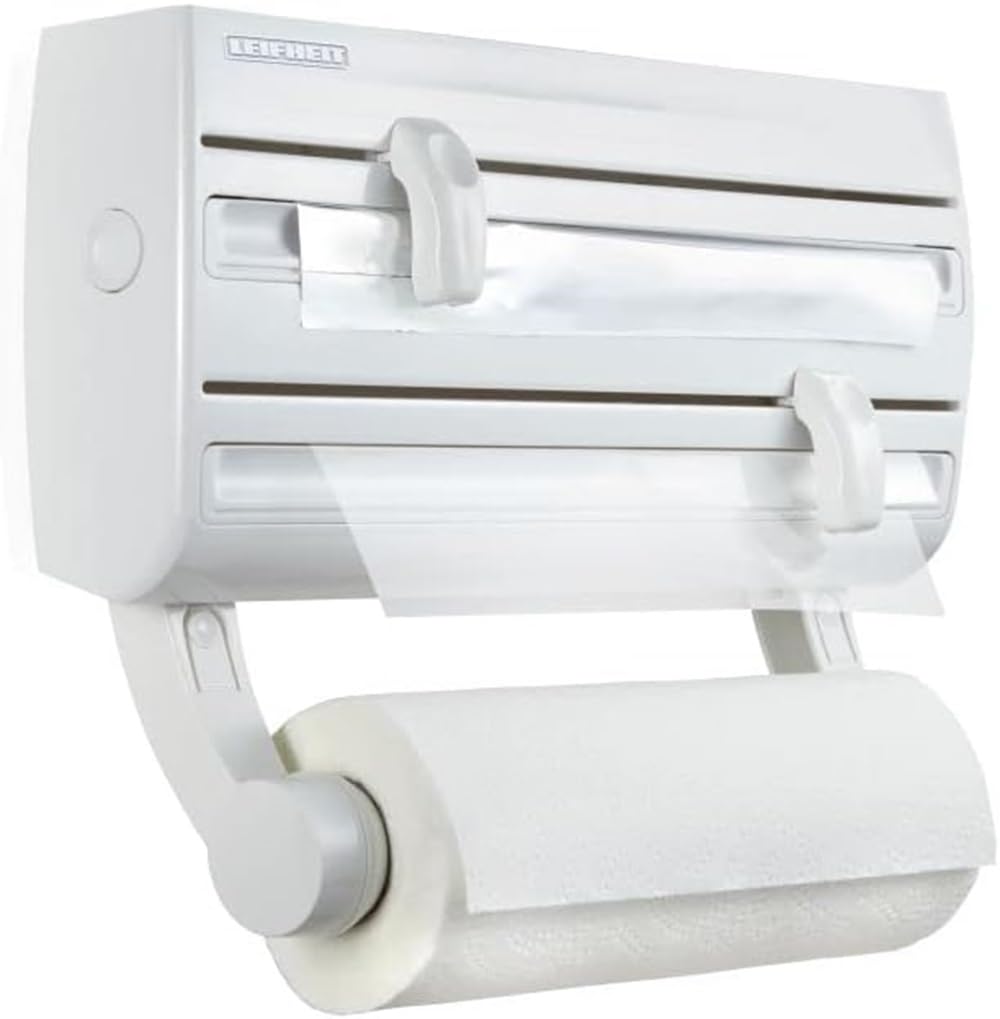 Wandrollenhalter Parat F2 für 3 Rollen mit Folienschneider, Weiss