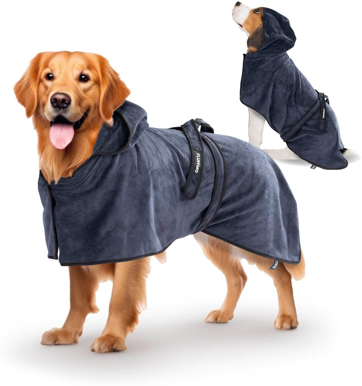 Hundebademantel, Dunkelblau|Medium