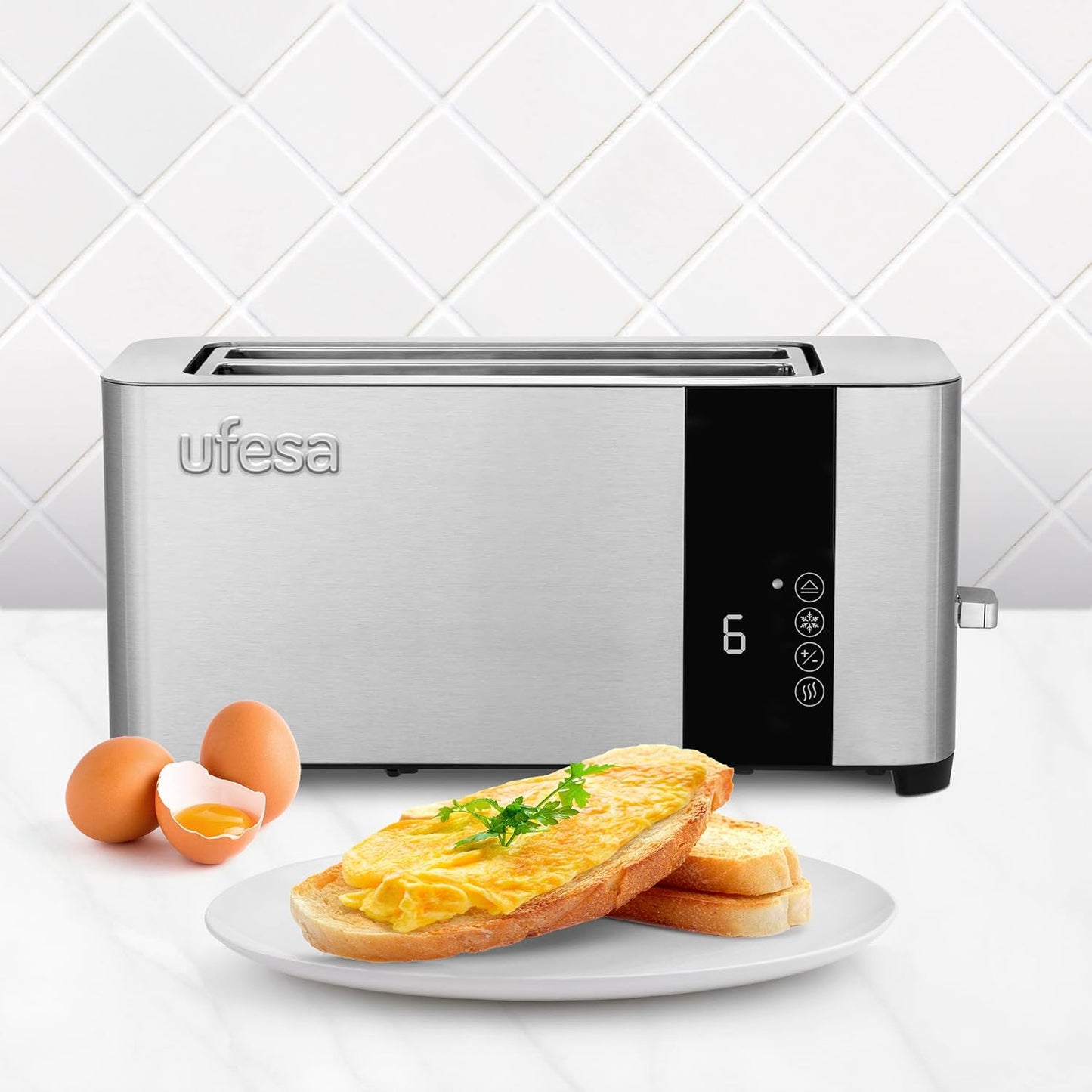 Toaster Duo Plus Delux mit LCD-Bildschirm, 2 Lange Schlitze ; Inox Digital
