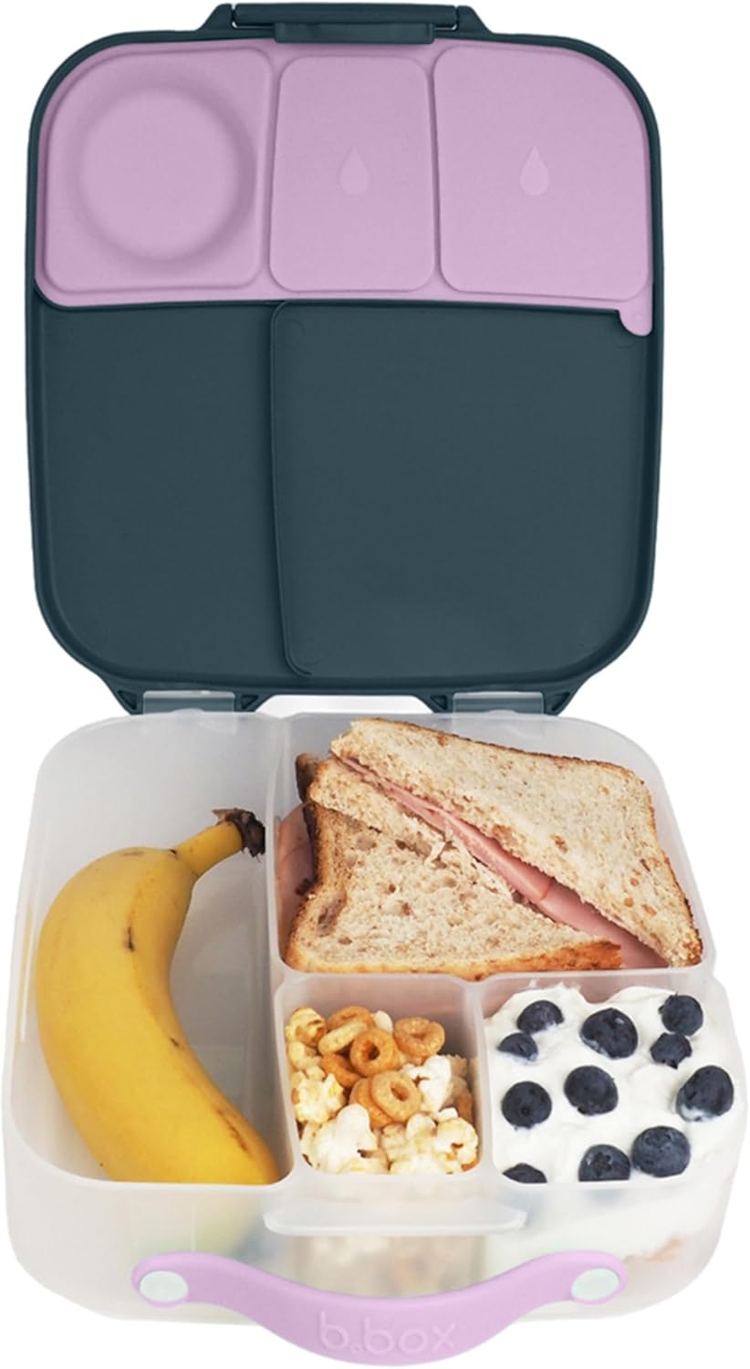 Jumbo Bento Brotdose mit 4 Fächern und Kühlakku, 2 L, Indigo-rose