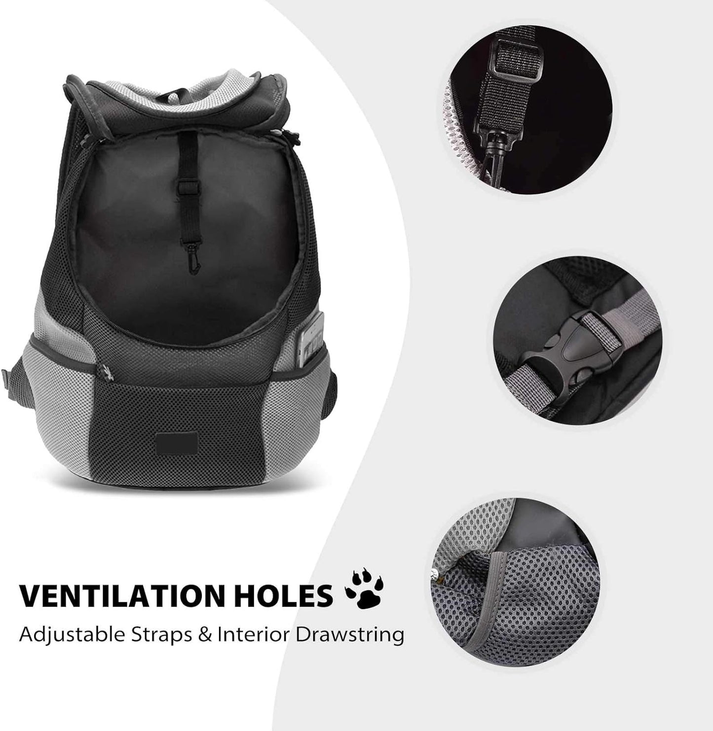 Haustierrucksack mit Fenster & gepolstertem Schultergurt, L 41 x B 24 x H 46 cm Schwarz