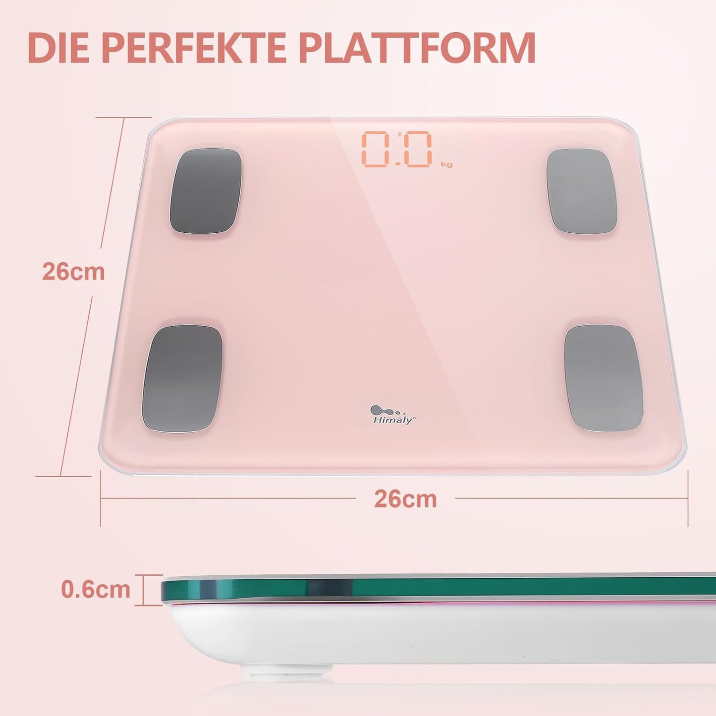 Körperfettwaage ‎1467-01 mit App-Steuerung, Rosa