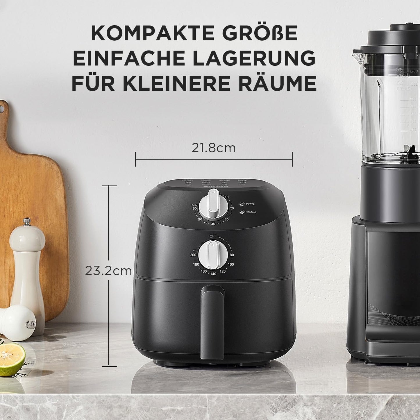 Heissluftfritteuse 2L, 2L Schwarz