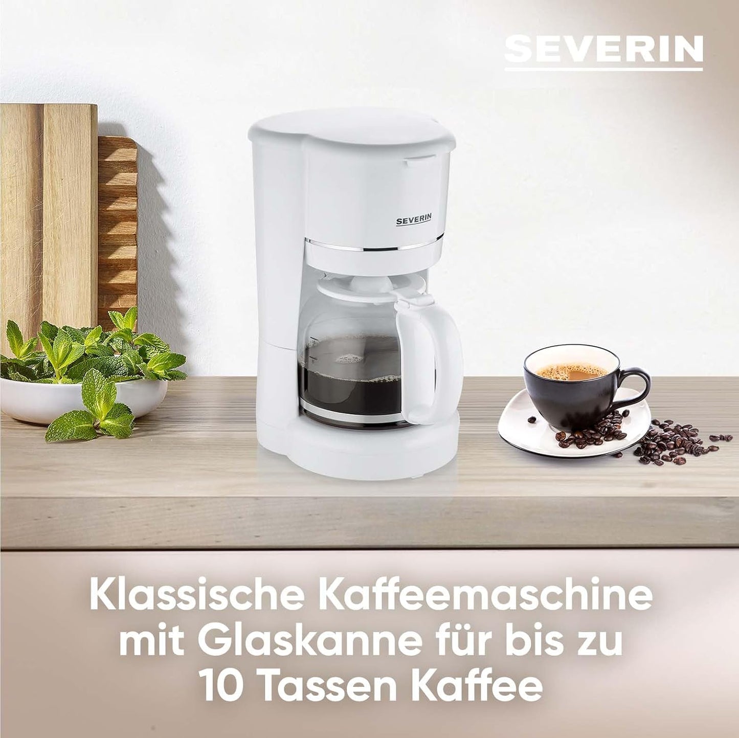 KA 4323 Filterkaffeemaschine mit Glaskanne, Weiss, 900w - 10 Tassen
