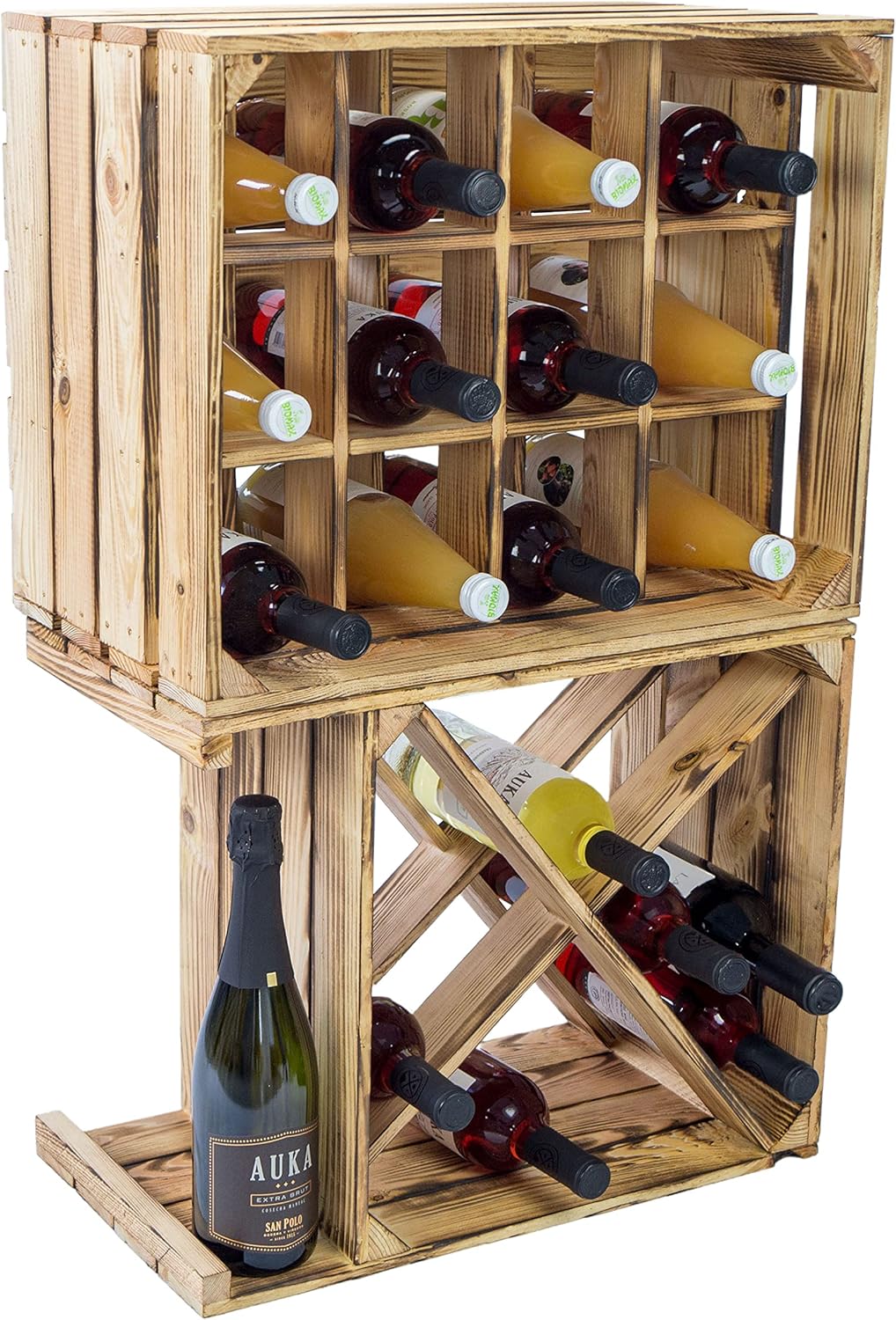 Stapelbares Weinregal Henry für 12 Flaschen, Geflammt