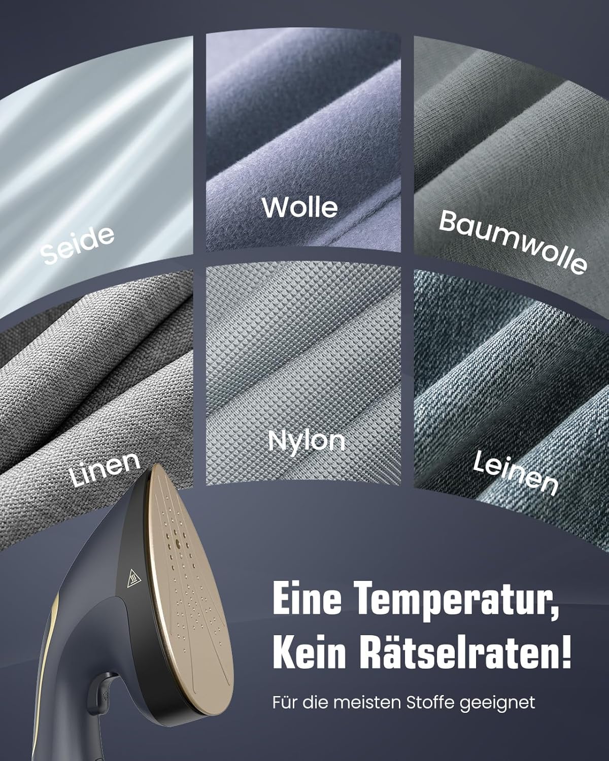 2-in-1 Dampfglätter und Bügeleisen, Dunkelblau