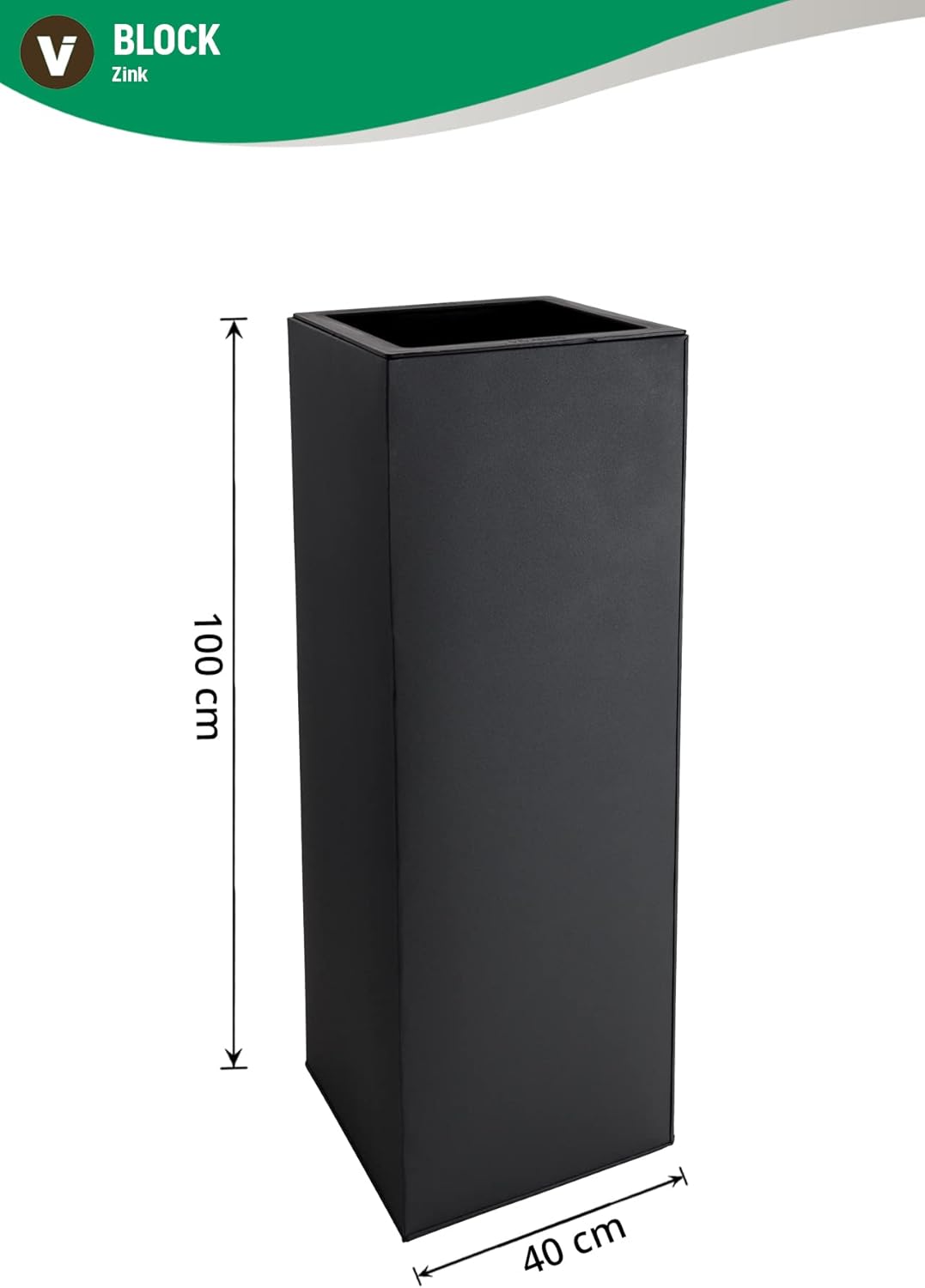 Pflanzkübel mit Bewässerungssystem, 100x40x40 Anthrazit