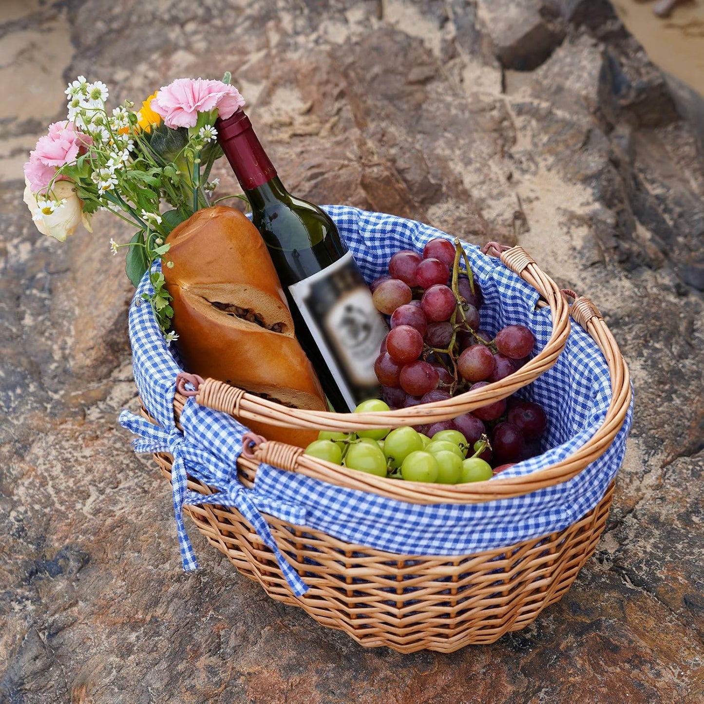 Picknickkorb mit Griffen, Blau