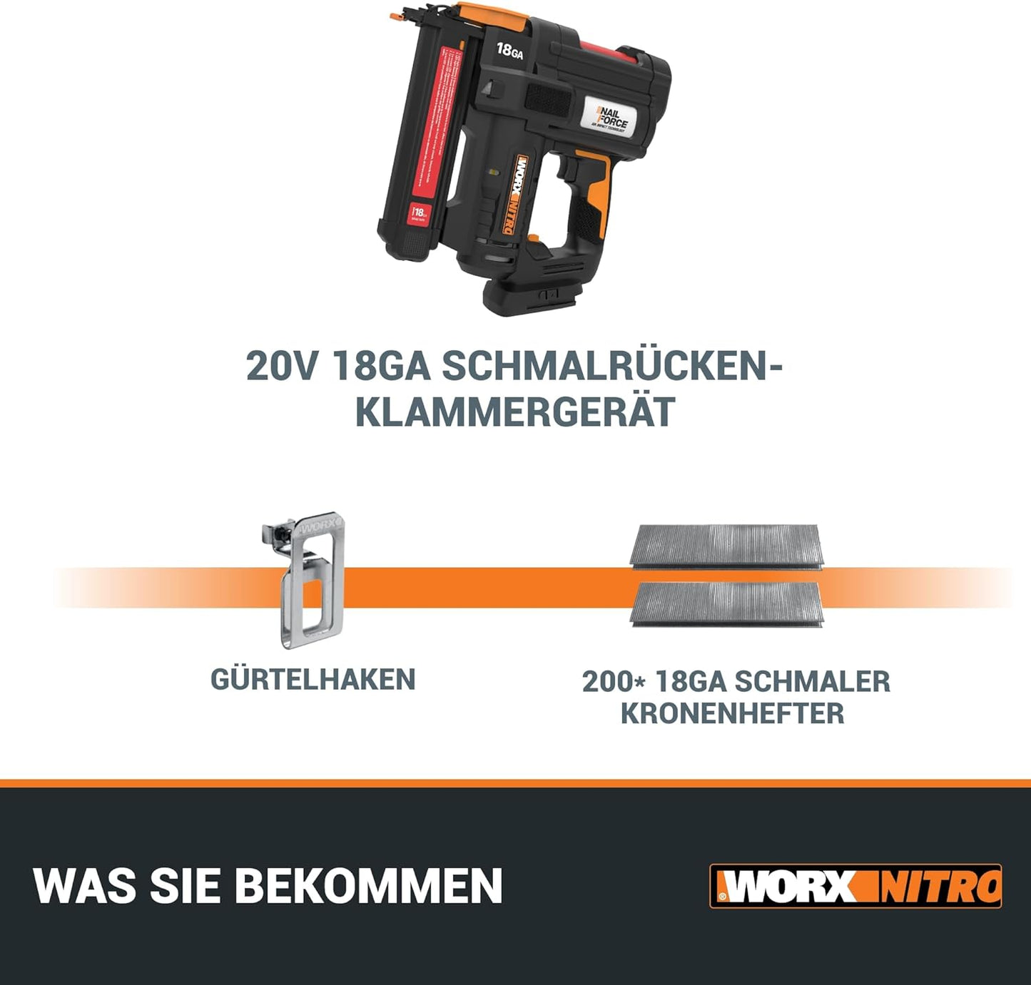 Akku-Tacker WX844.9, Tacker Für Klammern bis 40mm - Nitro Version ohne Akku & Ladegerät
