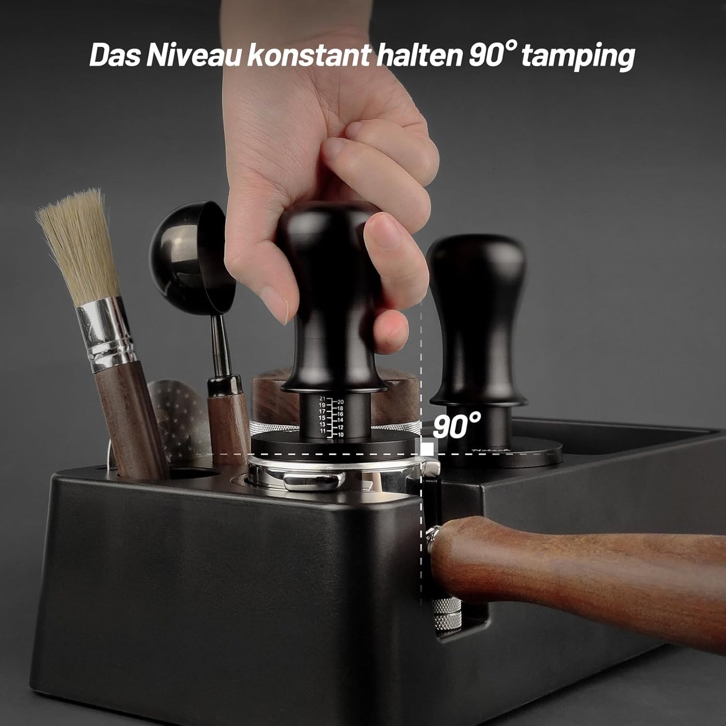 Espresso Tamper mit Druckregulierung, Schwarz 58mm