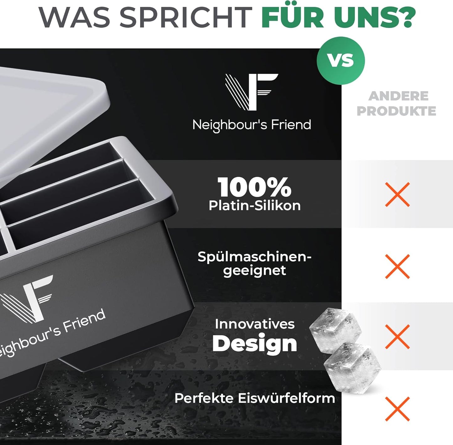 Eiswürfelform XXL-Set (3 Stück, spülmaschinenfest), 3x Eiswürfelform