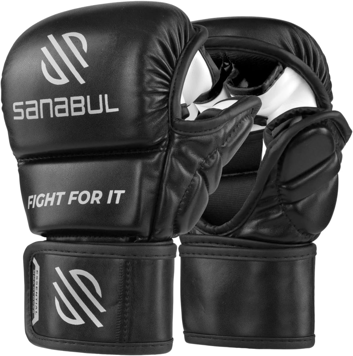 Hybrid Sparring Handschuhe, Schwarzes Silber Klein / Mittel