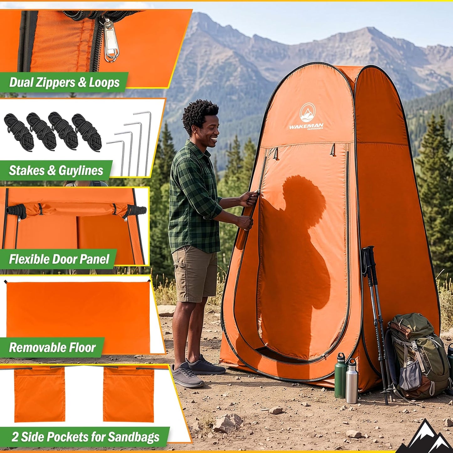 Pop-Up Sichtschutz-Duschzelt, Orange