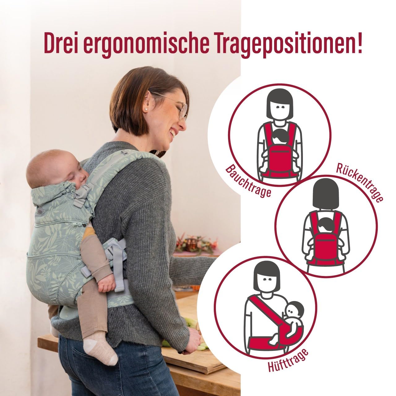 Verstellbare Babytrage XT, Botanic Green