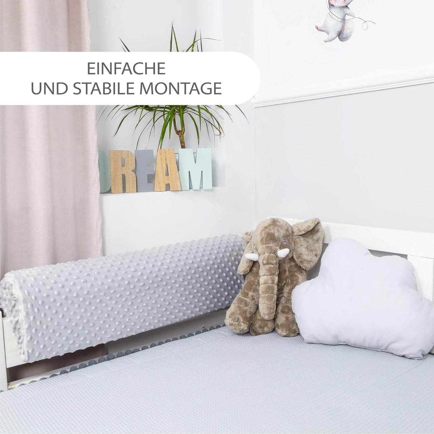Bettkantenschutz für Kinderbetten, Hellgrau 50 cm