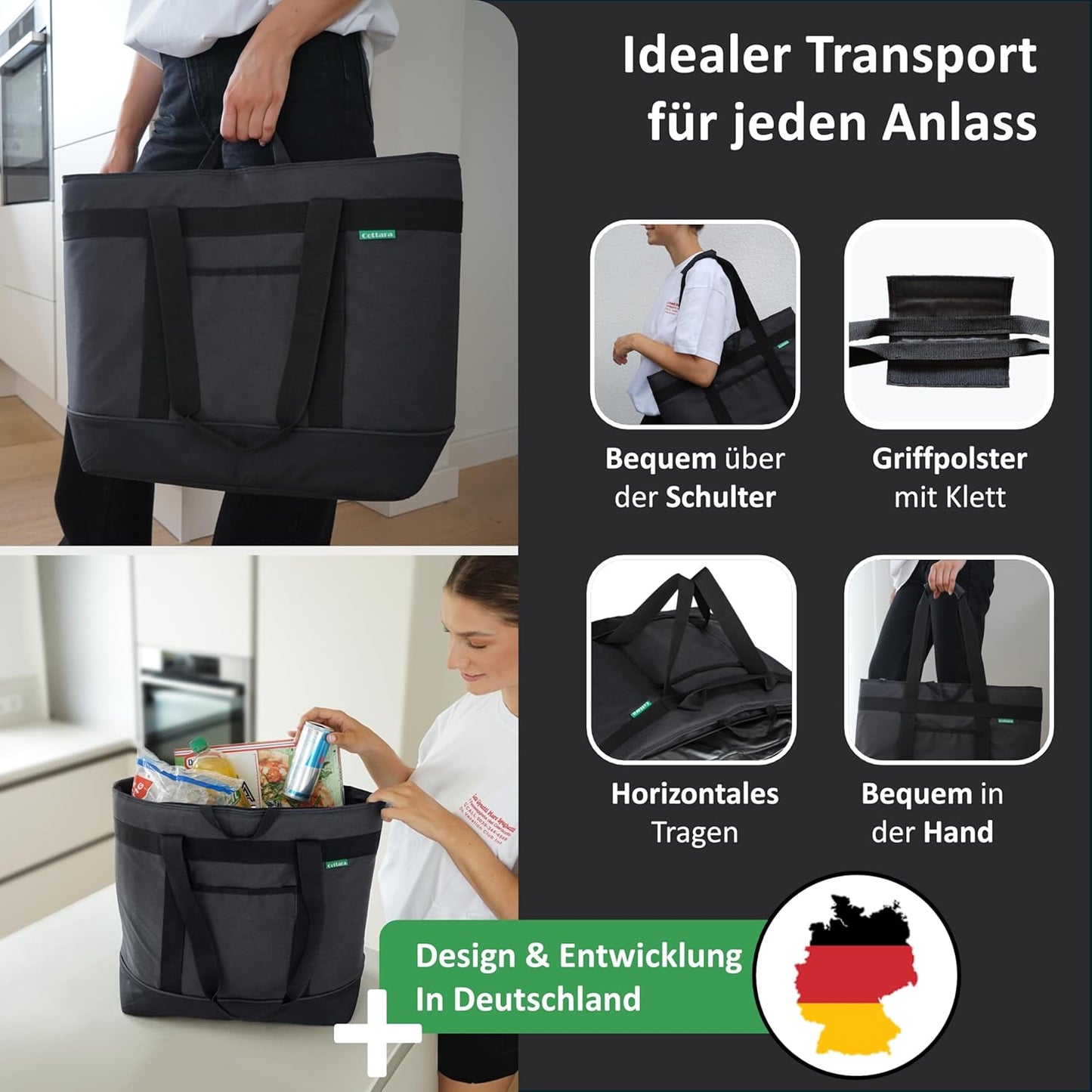 Faltbare Kühltasche, XL - 30 Liter Grau