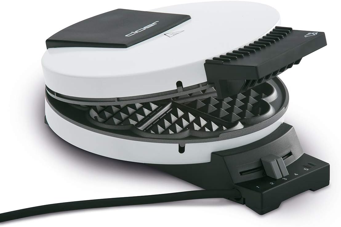 Waffeleisen 181 für Herzwaffeln, Waffelgrösse 16 cm, mit Signalton, Weiss