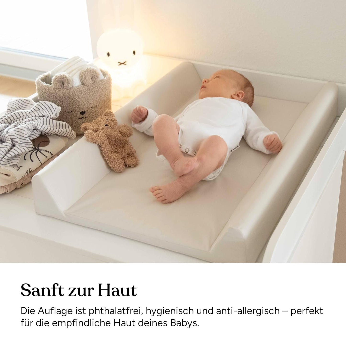Abwaschbare Wickelauflage mit Keil, Beige 50 x 70 cm