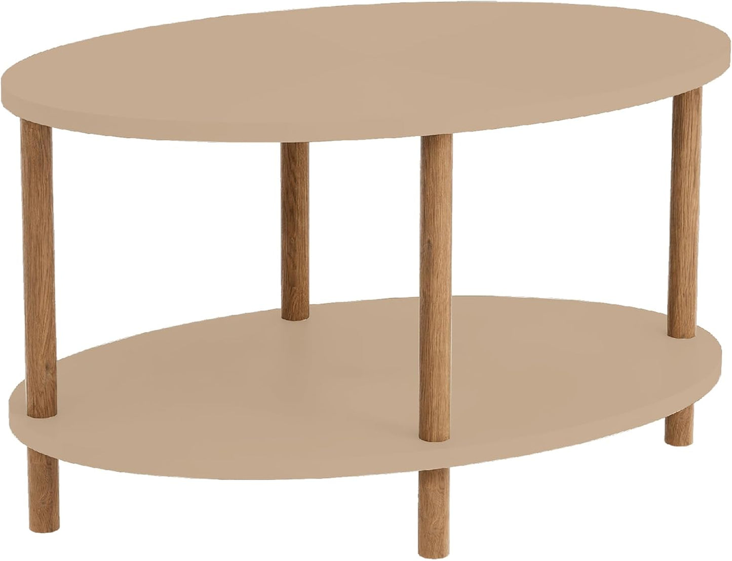Ovaler Couchtisch Højreby mit Ablage, Cappuccino