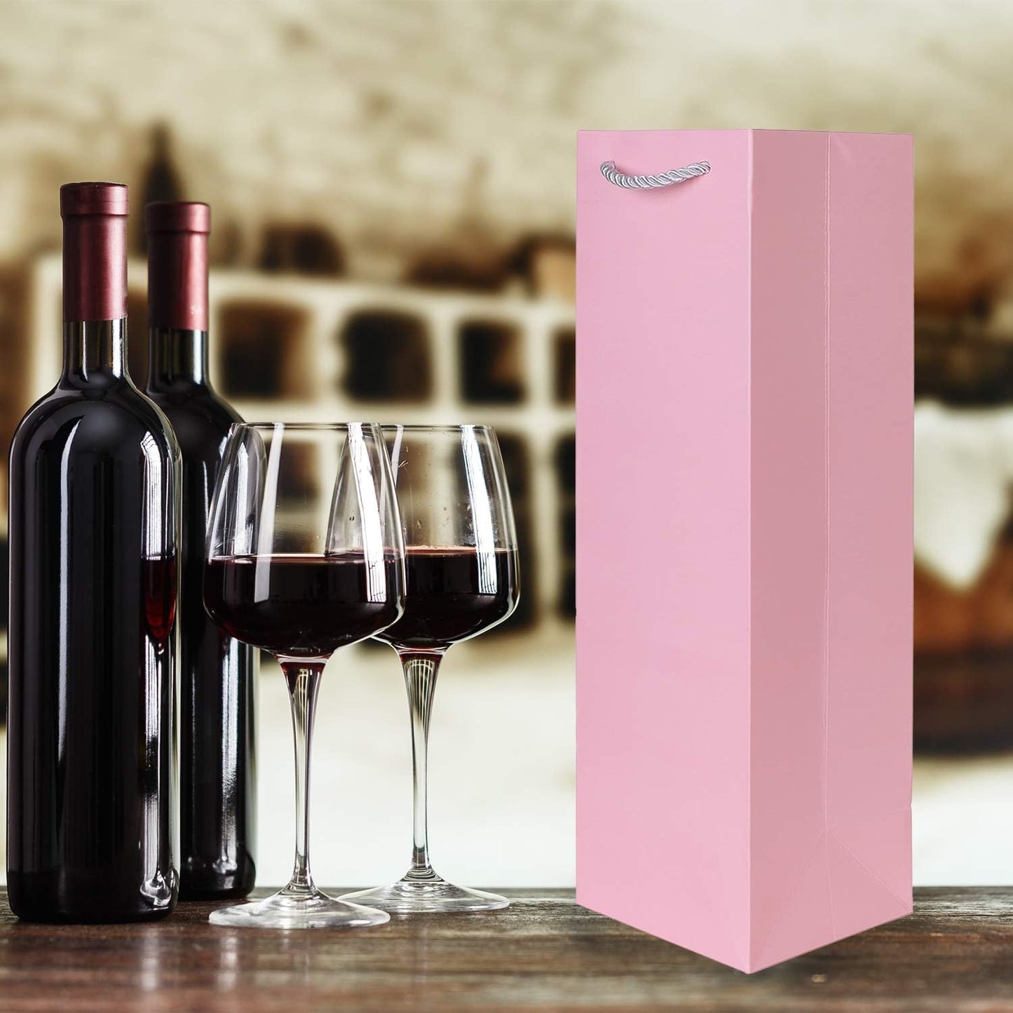 Geschenktüten für Weinflaschen, 10 Stück, Rosa