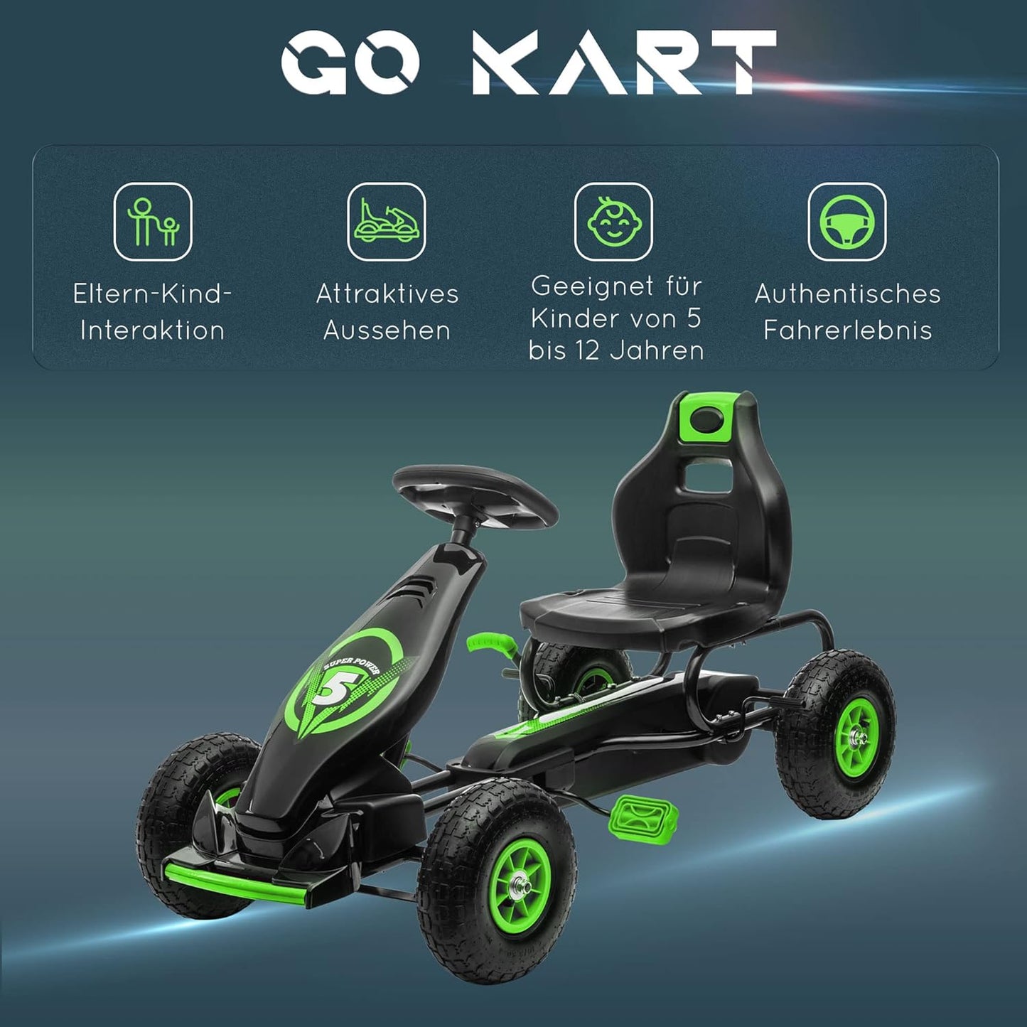 Kinder-Gokart, Grün+schwarz