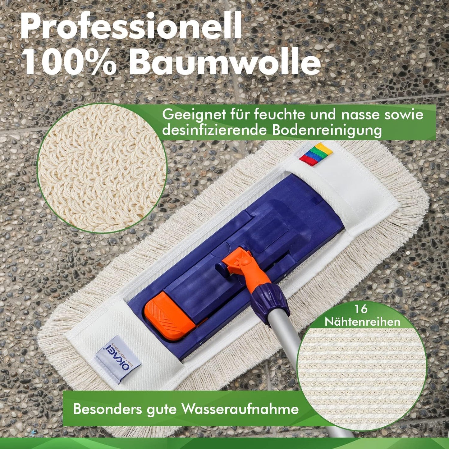 Wischmopp Bezug-Set, 50 cm 10 Stück Damp Mop Beige