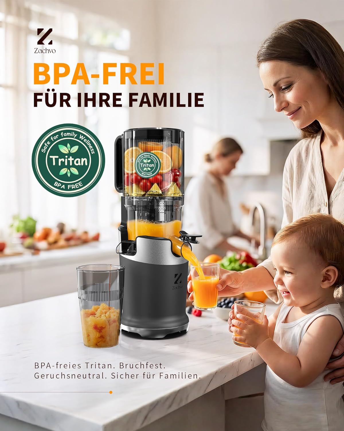 Slow Juicer mit breiter Einfüllöffnung, Dunkelgrau