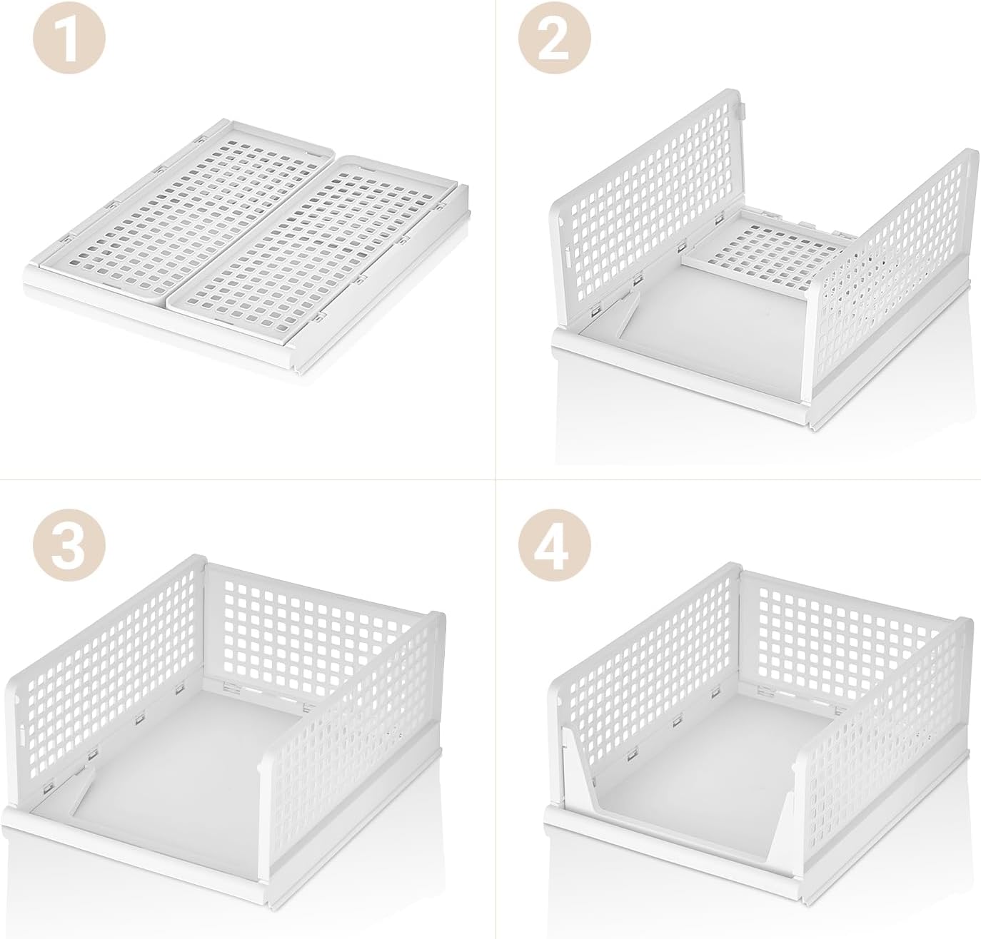 3er Set Faltbare Schrank-Organizer, Weiss