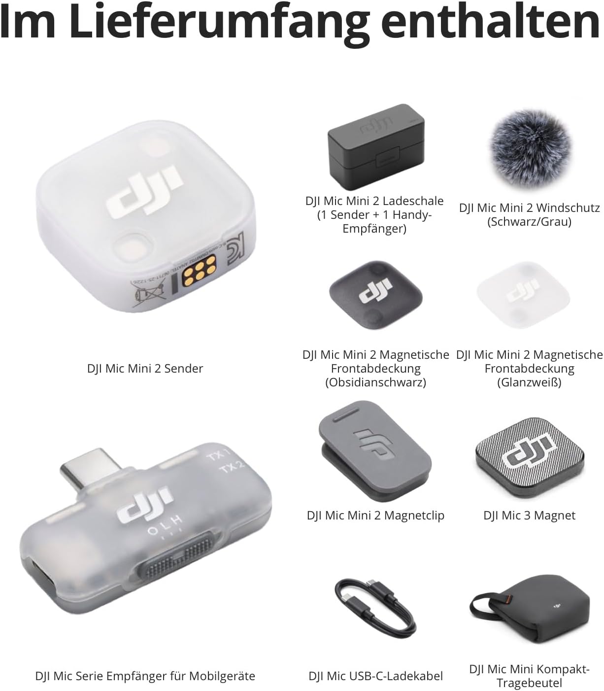 Mic Mini 2, Mobile Creator Mini 2 (1 Sender + 1 Handy-Empfänger + Ladeschale)