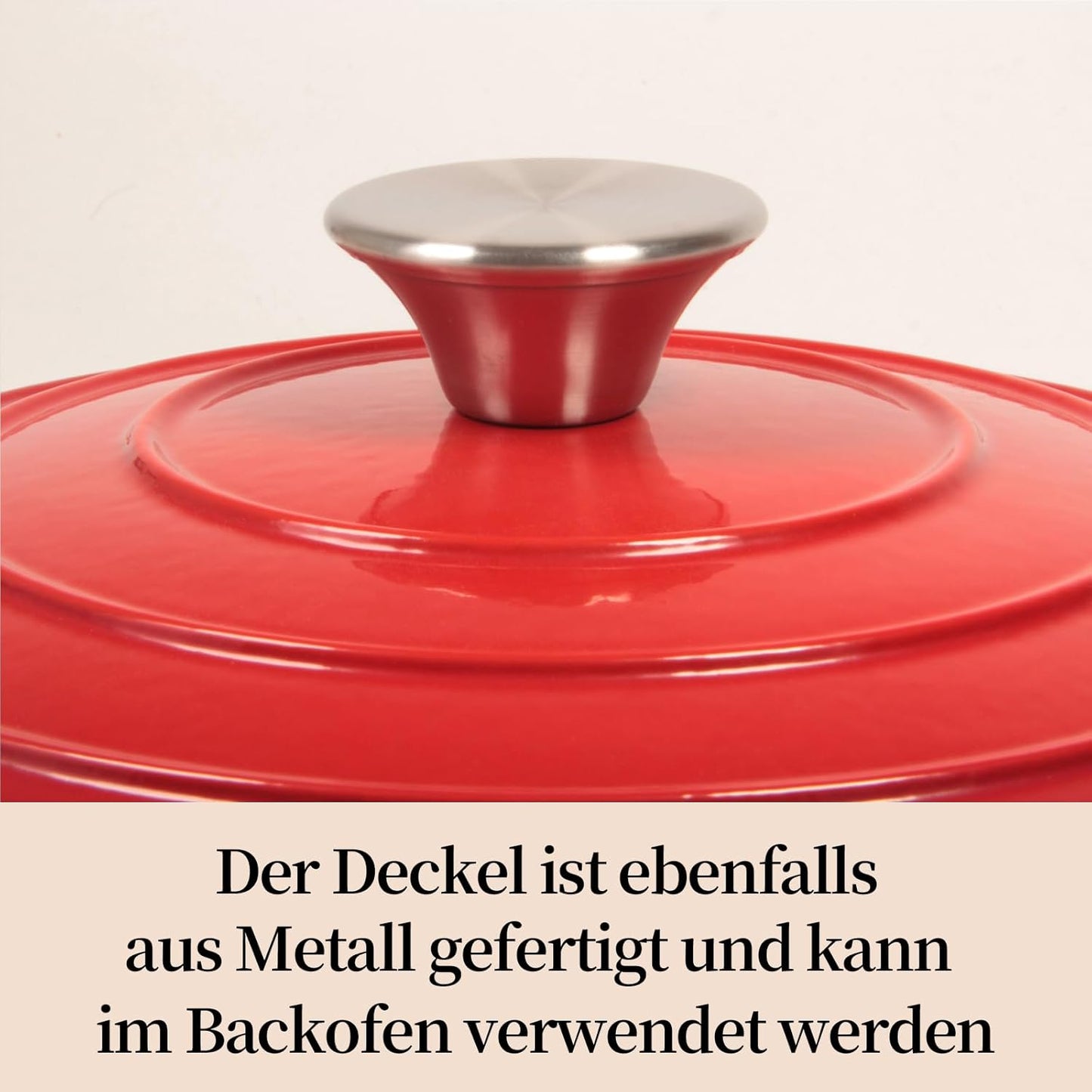 Gusseisen-Schmortopf mit Deckel, 26cm/5L Rot