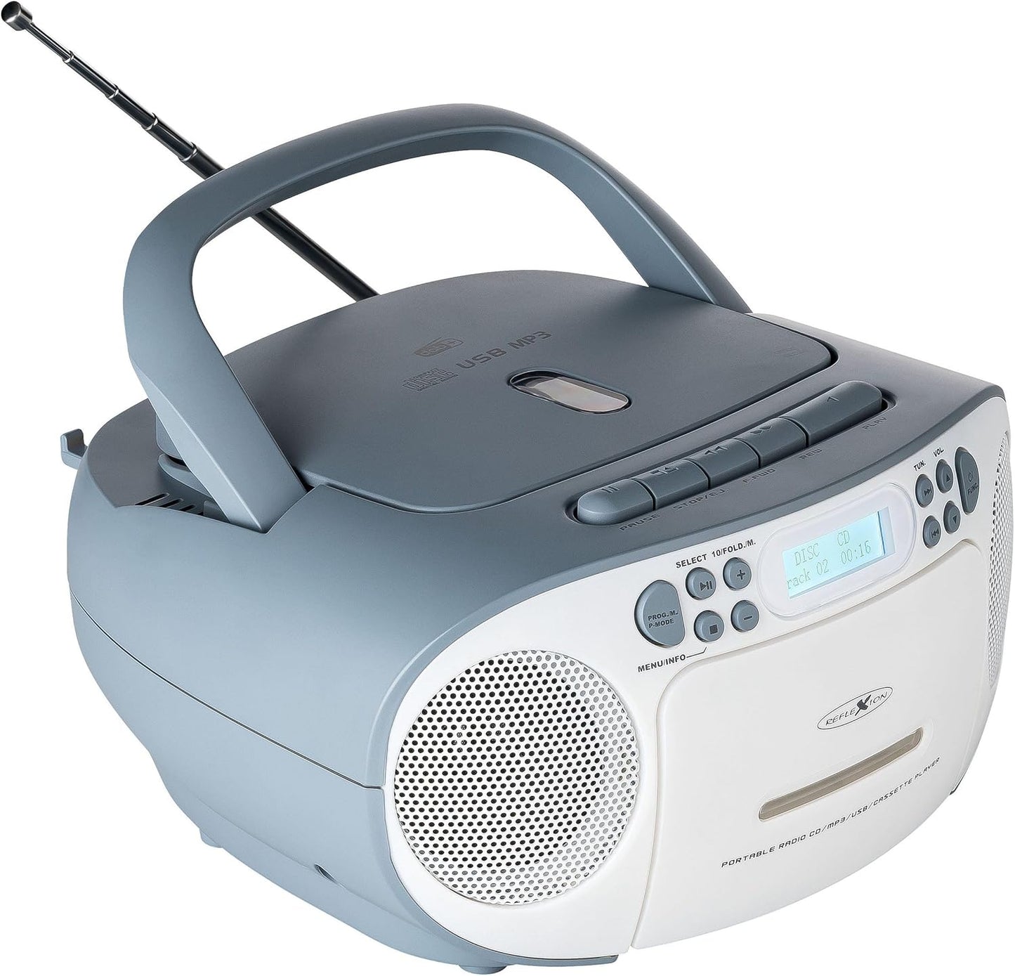 RCR2260DAB/BL - Tragbares CD/MP3-Kassetten-Radio mit DAB+, mit DAB-Radio Blau