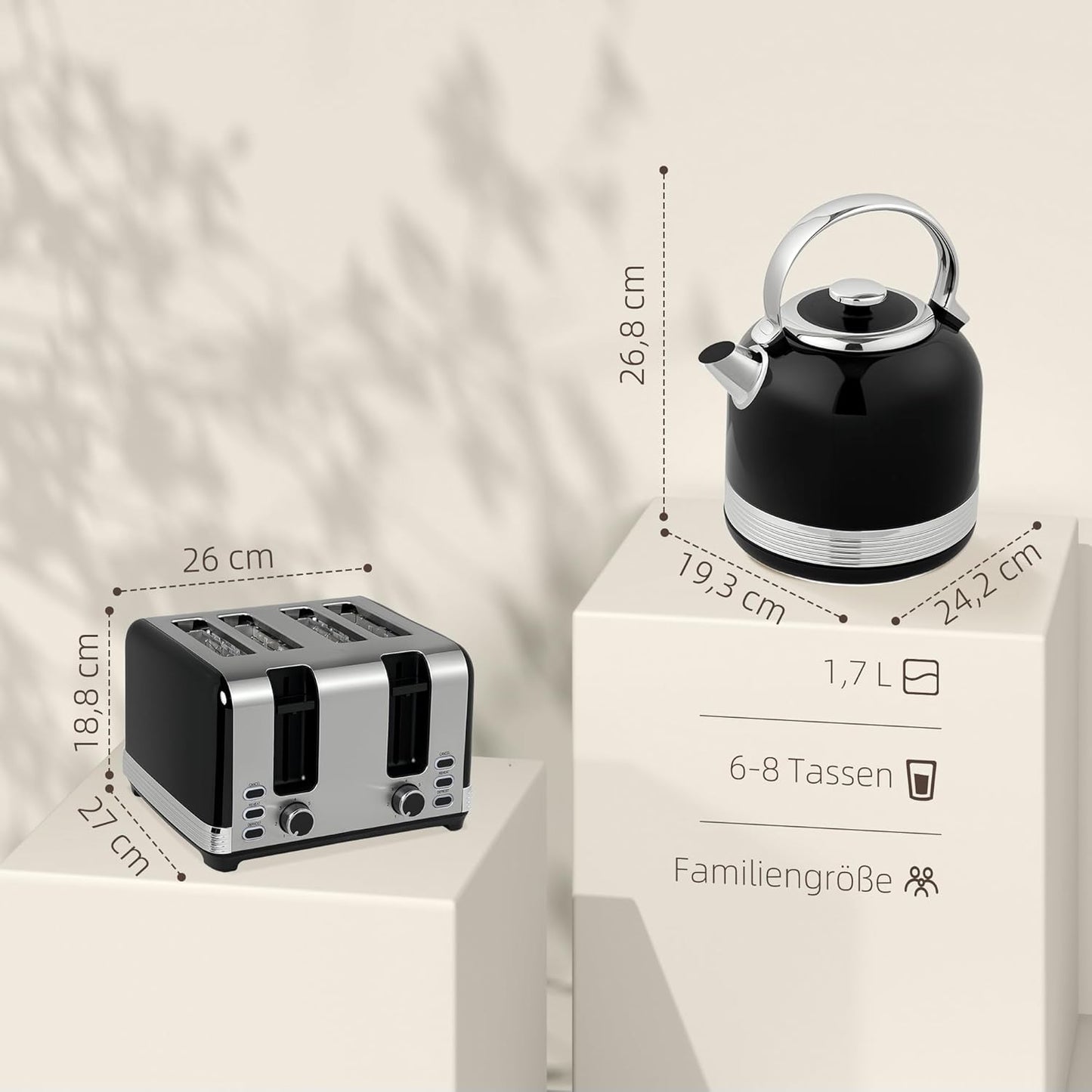 Wasserkocher und Toaster Frühstücksset