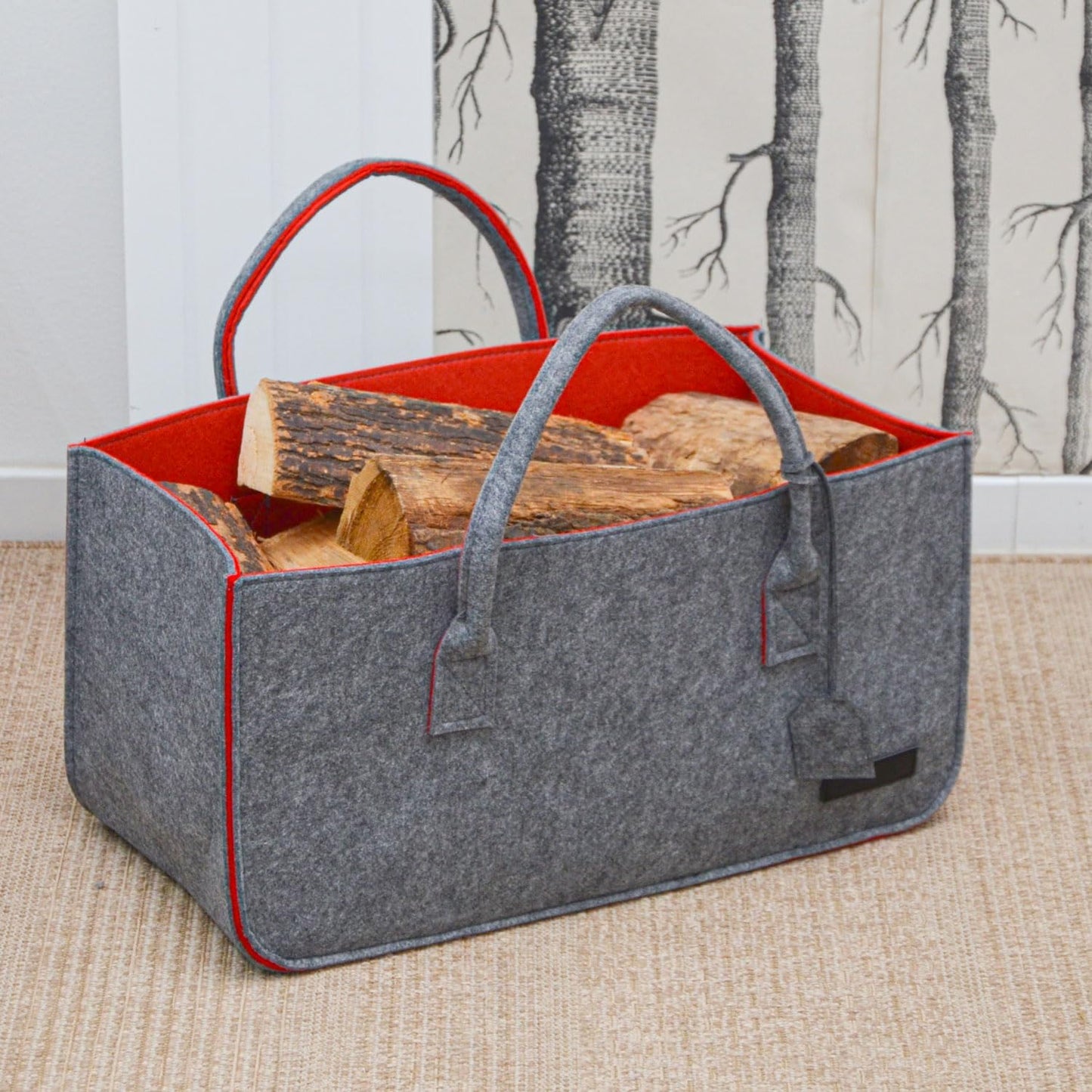 Shopping Filztasche XXL bis 25kg, Grau Rot