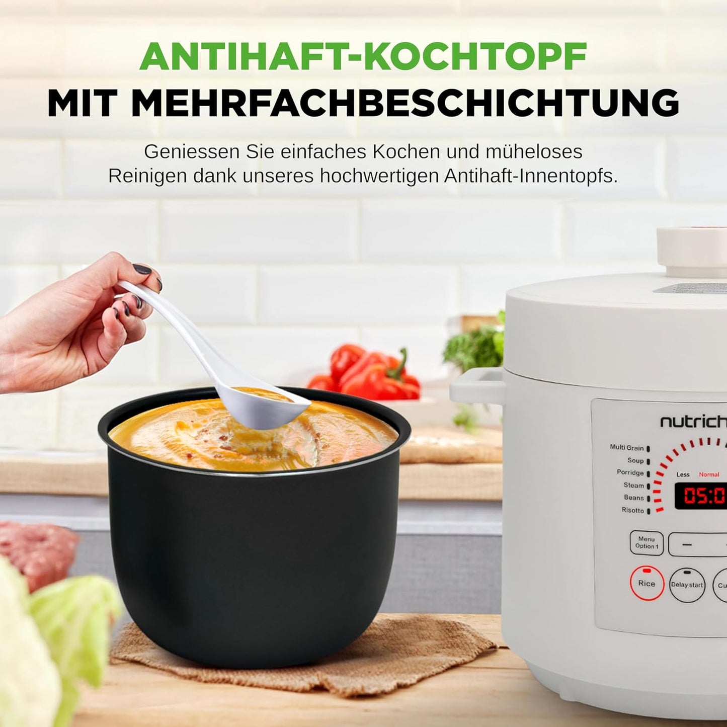 Multikocher mit 12 Programmen und LCD-Display, Weiss