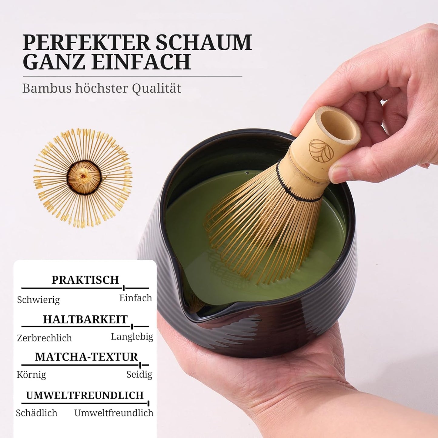 8-teiliges Matcha-Tee-Set, 8 teilig Schwarz