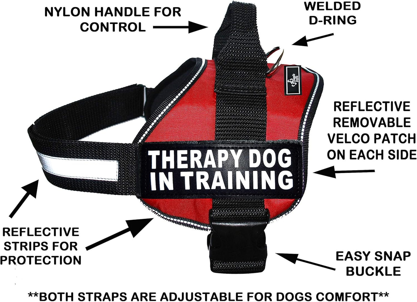 Hundegeschirr für Therapie- und Trainingshunde, Girth 19-25" rot
