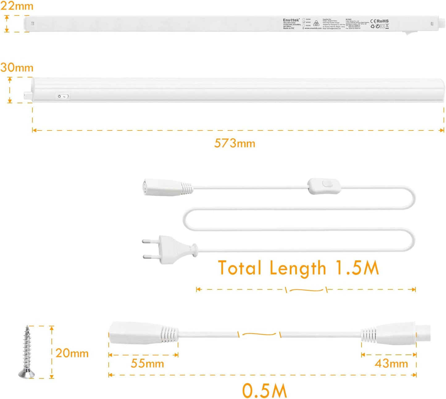 3er-Set LED-Unterbauleuchten, 573MM 3er Lampen