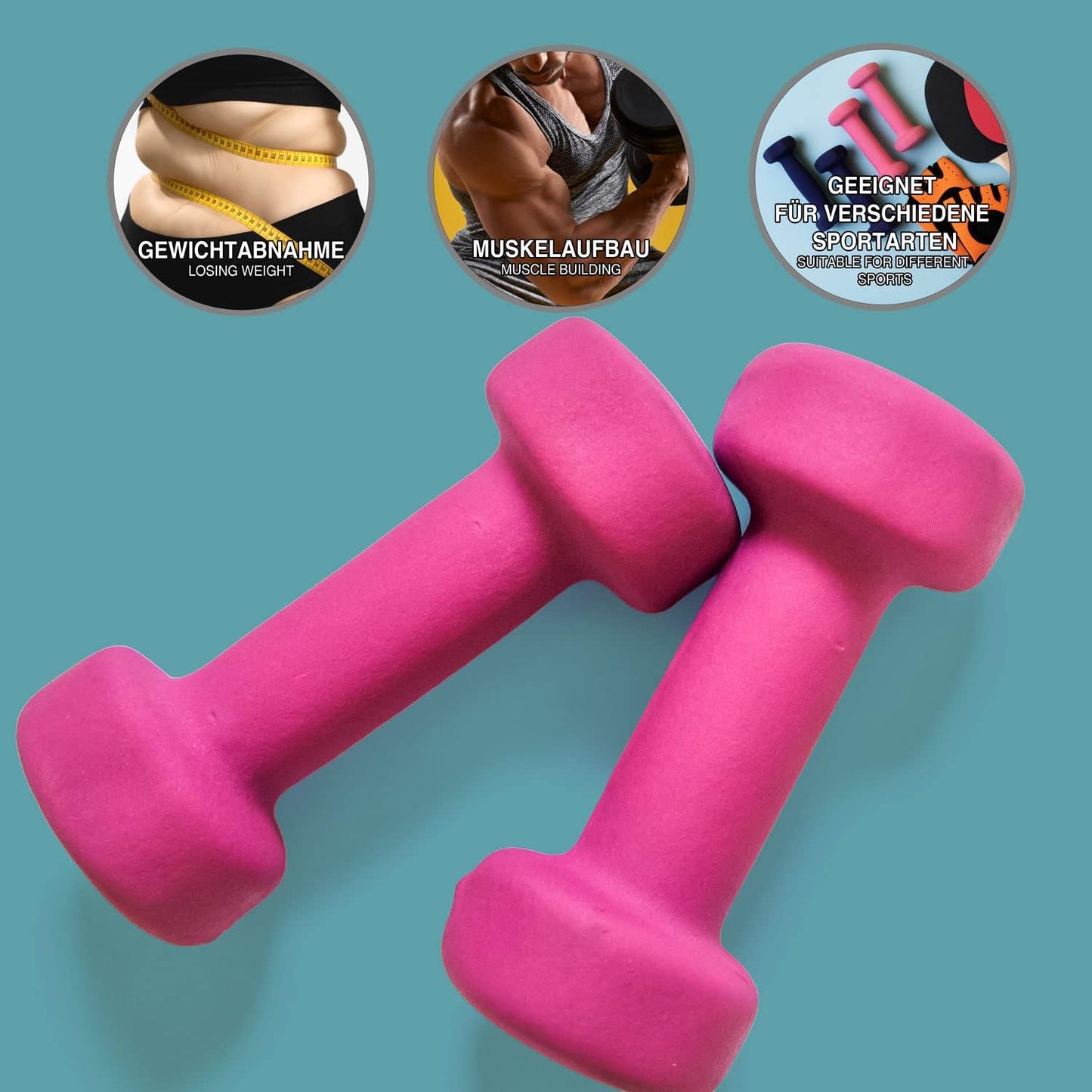 2er-Set Gymnastikhanteln, 3 kg - Taubengrau 2er Set