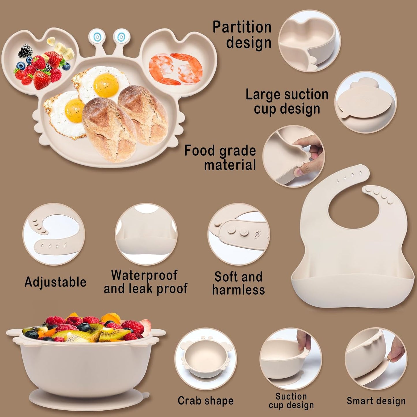 10-teiliges Kindergeschirr-Set, Beige