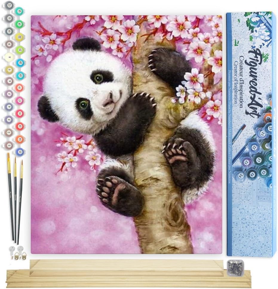 Malen nach Zahlen Set Panda Baby, Panda Baby 40x50cm Mit Keilrahmen (nicht gespannt)