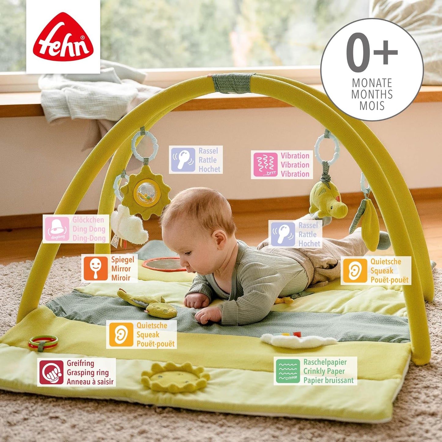3-D-Activity-Spieldecke Happy Dino mit Spielbogen, Happy Dino