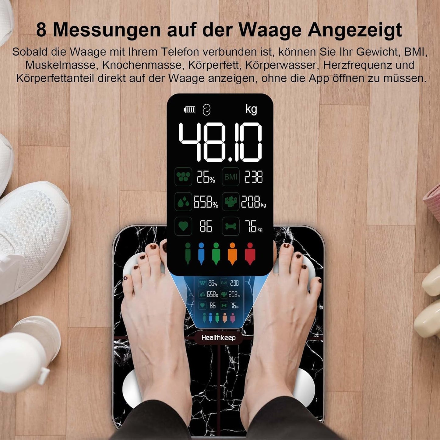 Körperfettwaage, 280 Marmor schwarz
