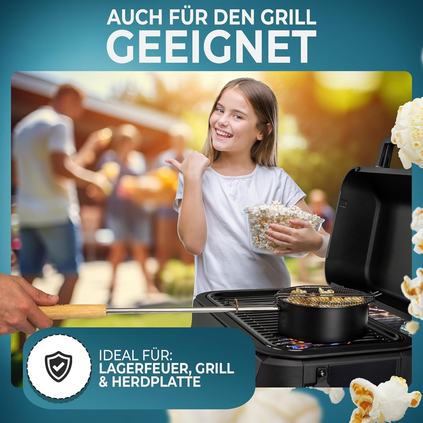 Outdoor-Popcorn-Pfanne für Lagerfeuer und Grill