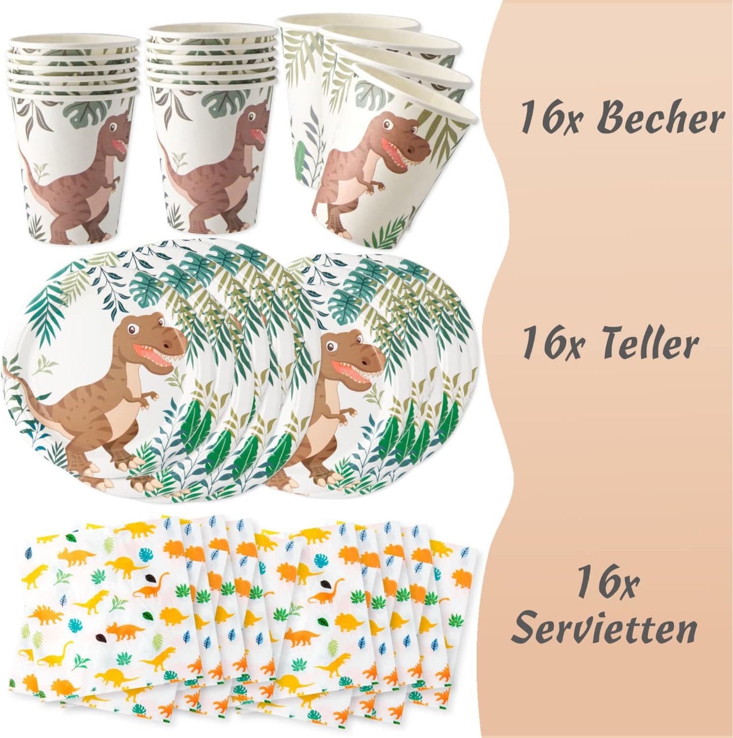 48-teiliges Kindergeburtstags-Set Dino Party