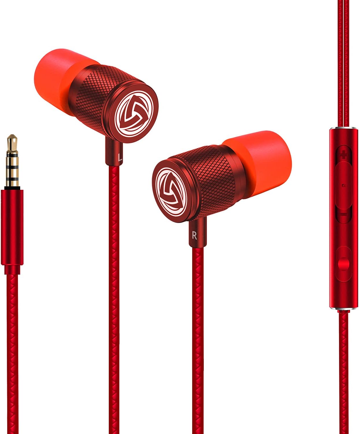 In-Ear Kopfhörer mit Kabel und Mikrofon, 3.5 mm Rot