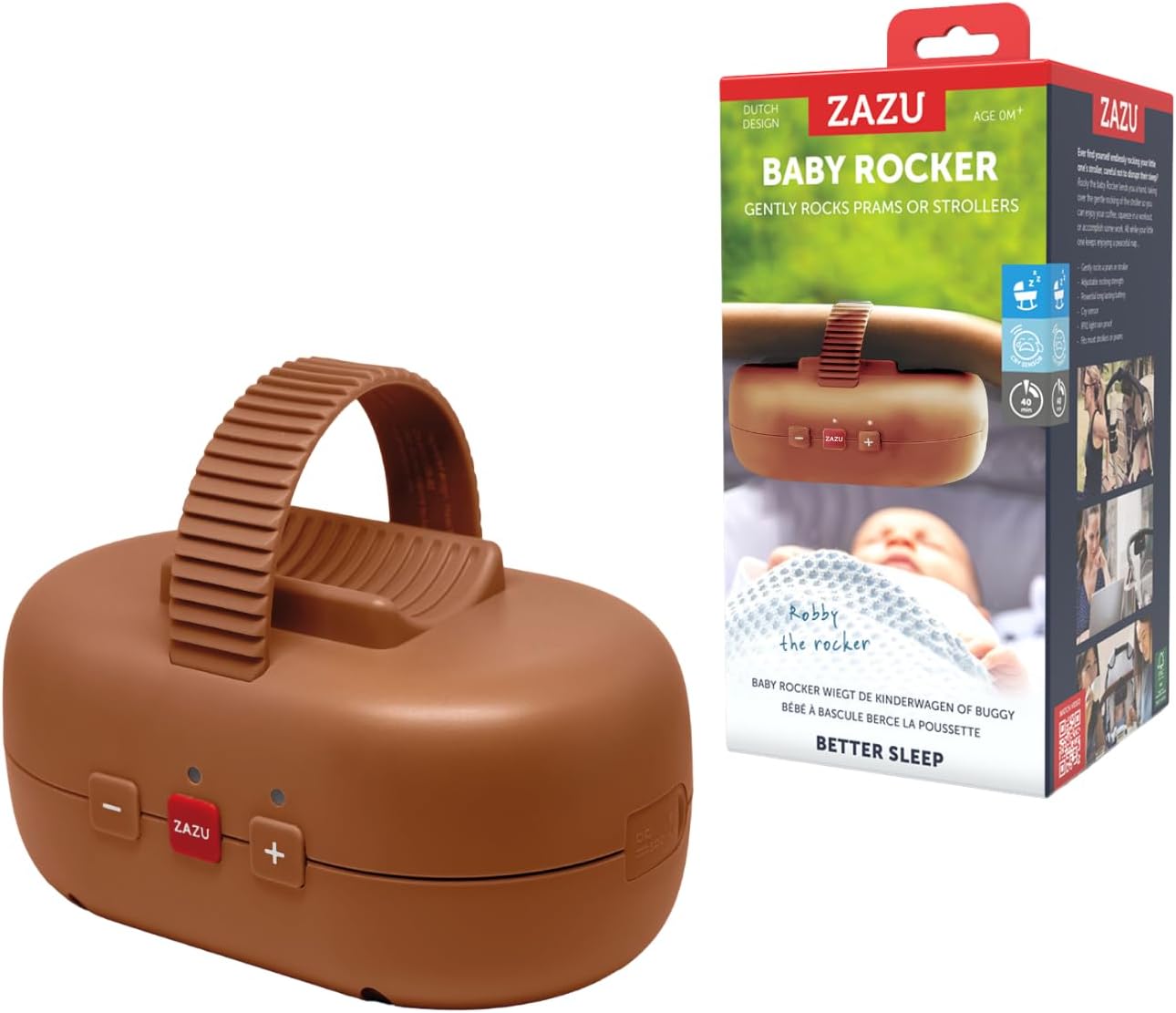 Kinderwagenschaukler mit Babyschreisensor, Braun