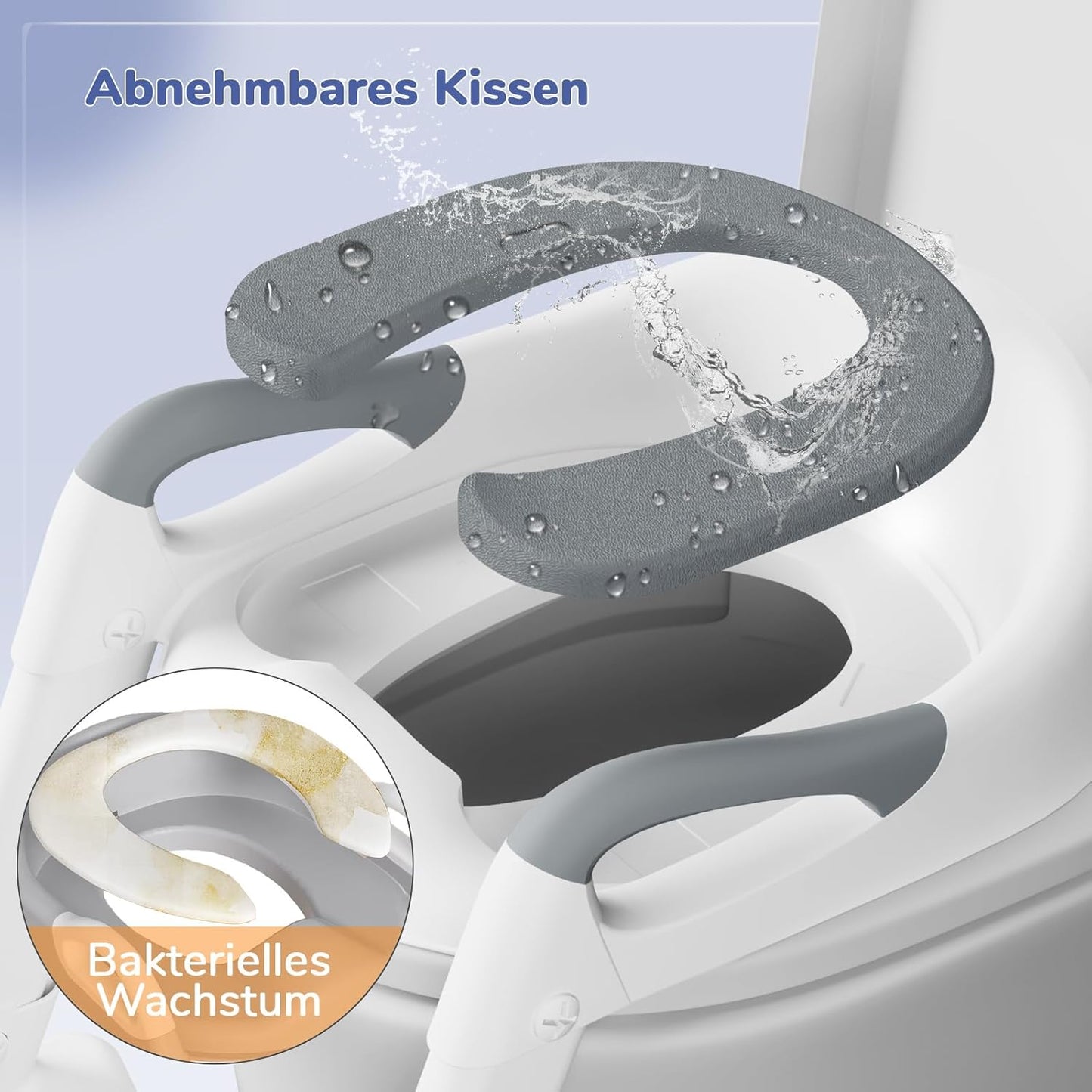Toilettensitz mit Leiter, Grau