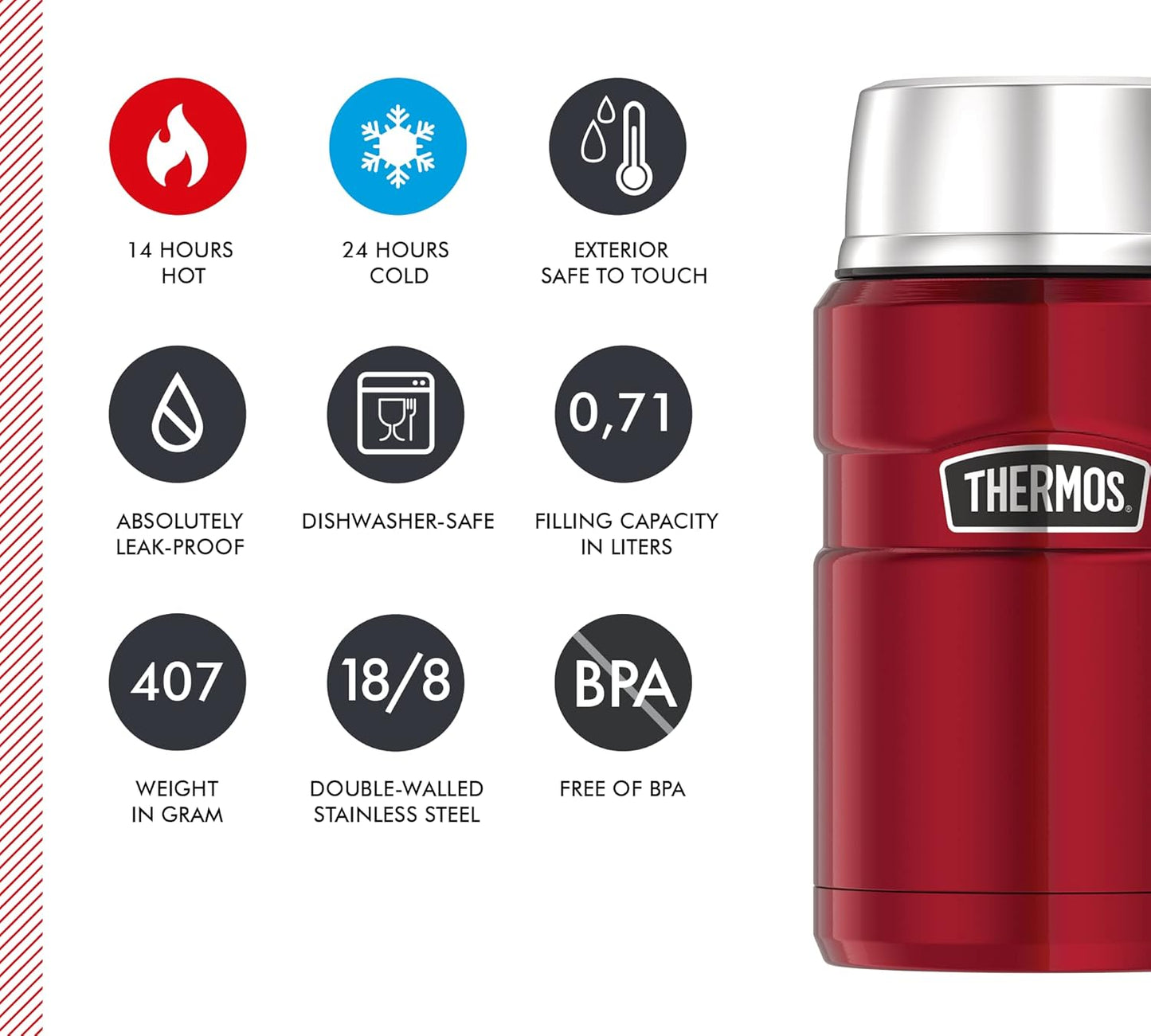 King Essensbehälter 710ml, 0,71 l /  Cranberry Red Polished