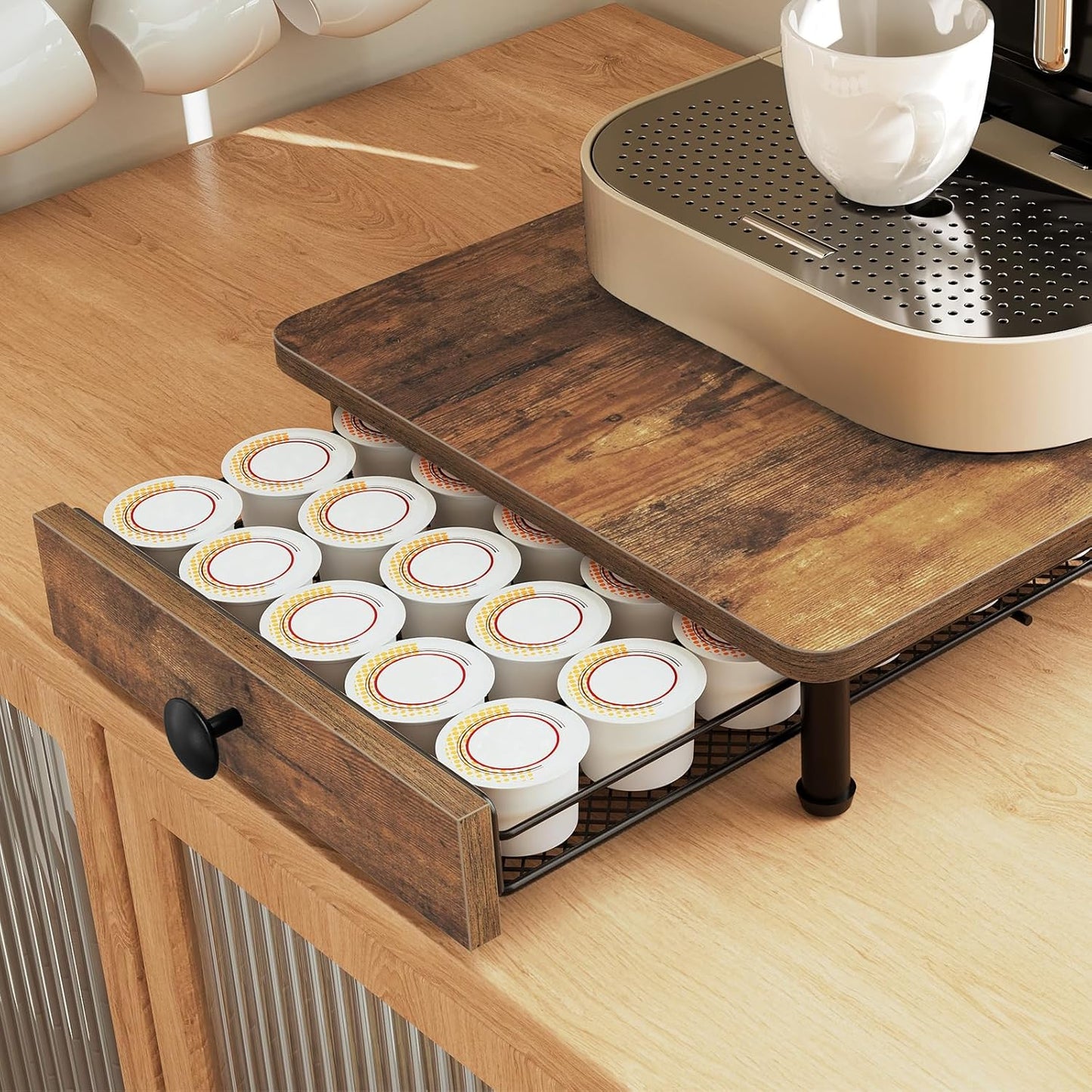 Vintage-Kapselschublade für Nespresso-Kapseln, Braun